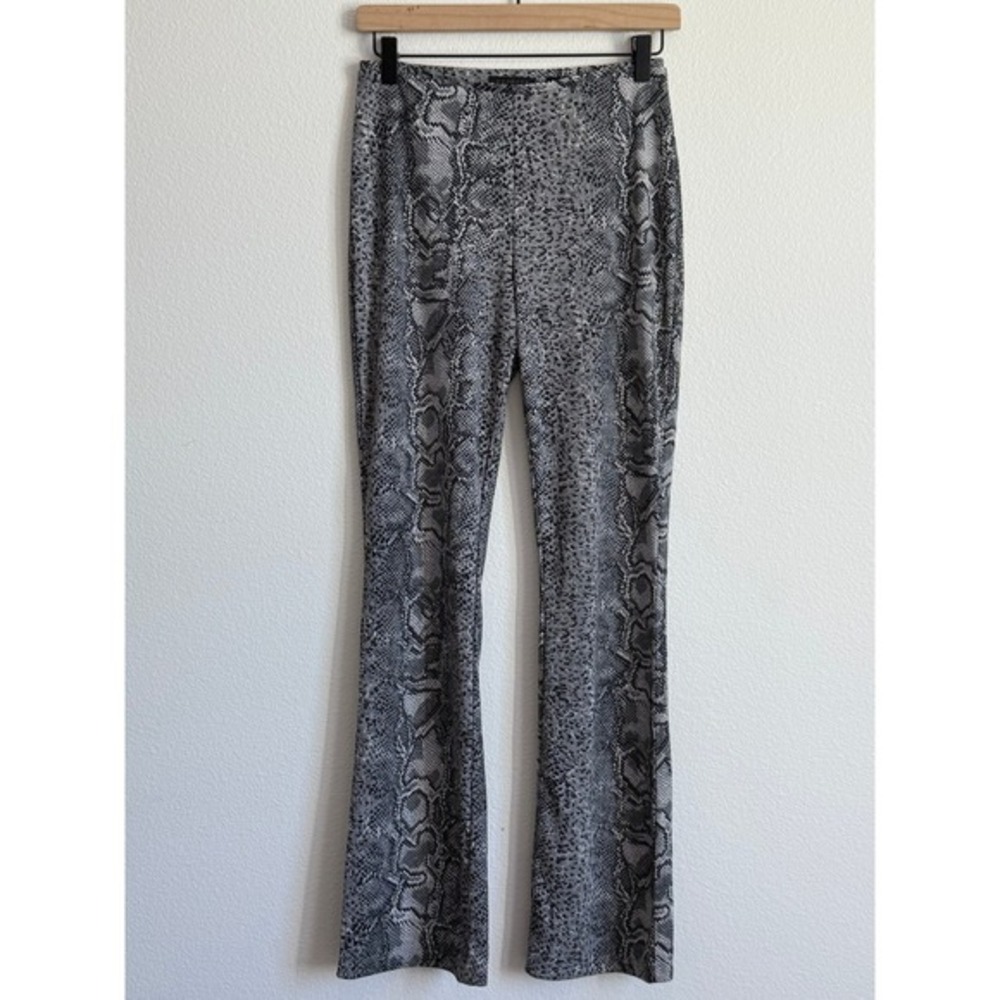 Express Snake Print Flare Pants Grey Python Slit Hem Indie Sleaze Office Siren‎